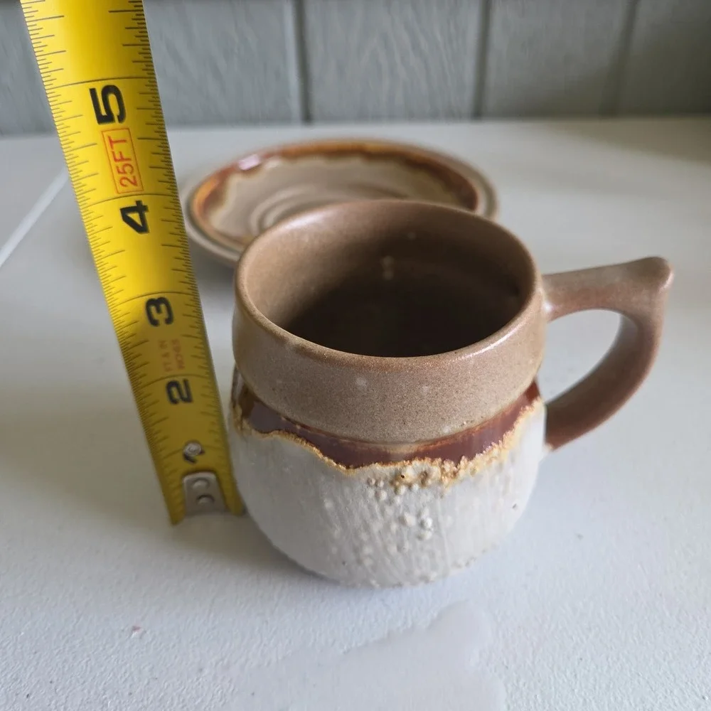 Laurentian Pottery Tundra 8-405 Tea Coffee Cup SaucerCanada Stoneware Drip Glaze